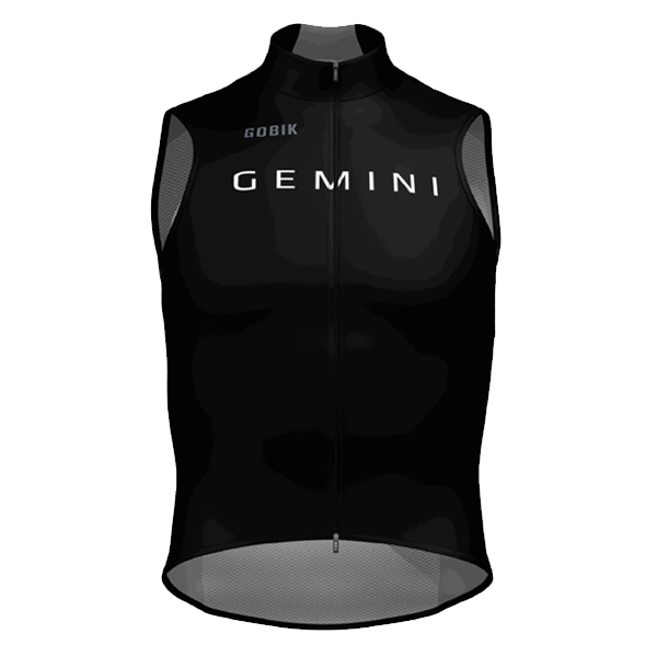 Compra el chaleco GEMINI negro sin mangas. Ligero, cortaviento y transpirable. Protección y funcionalidad compacta perfecto para cambios de temperatura en bici.