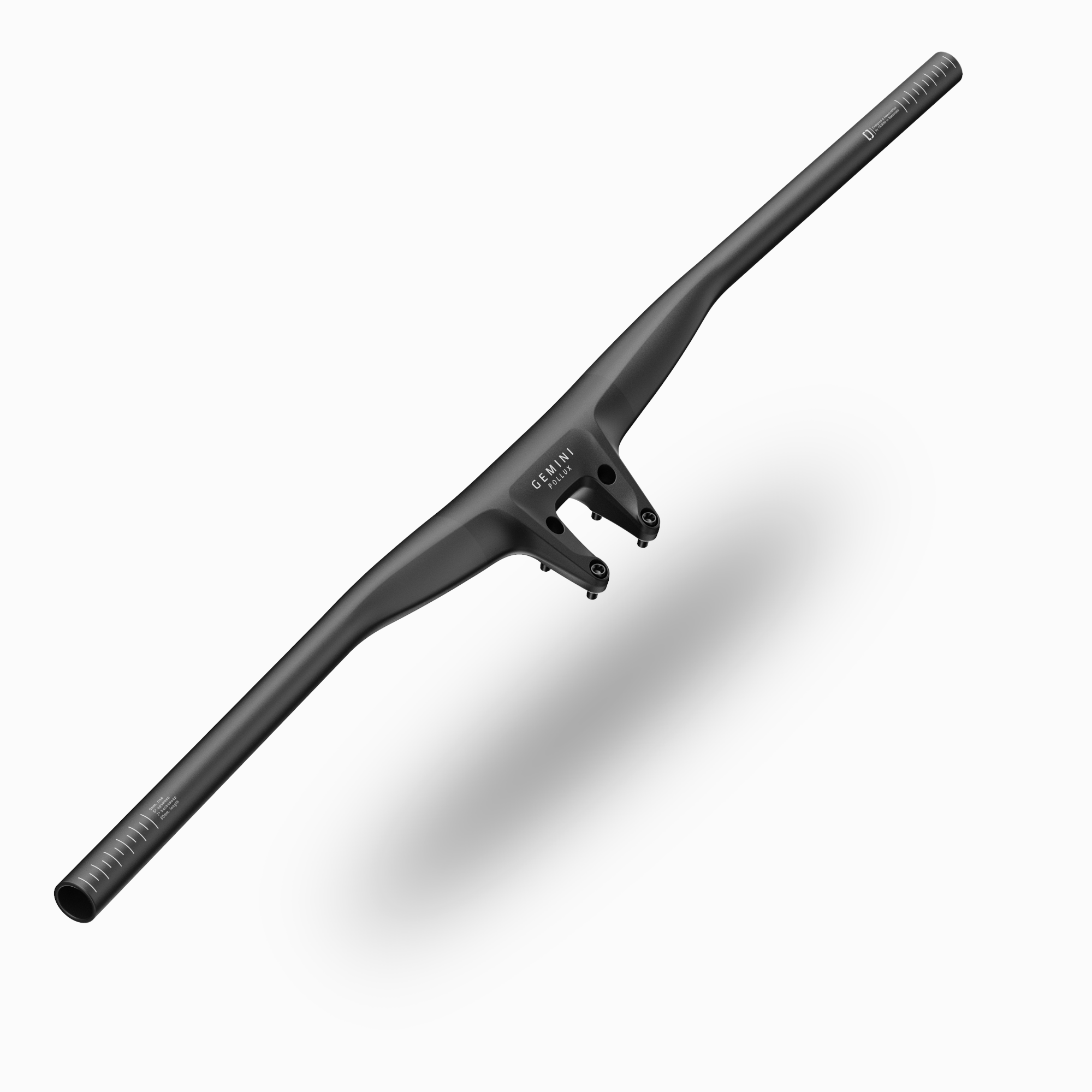 Manillar Gemini POLLUX de carbono para descenso, con diseño robusto y acabado de alta gama, vista superior